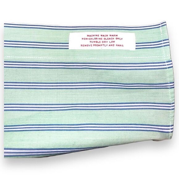 Green and Blue Striped Brooks Brothers Non-Iron Oxford Shirt Size M 16 - Picture 5 of 9
